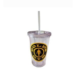 Gold’s Gym 16oz Clear Double Wall Insulated Tumbler Cup Clear Lid